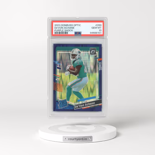 2023 Panini Donruss Optic #269 DE'Von Achane - Purple Shock (PSA 10 GEM MINT)