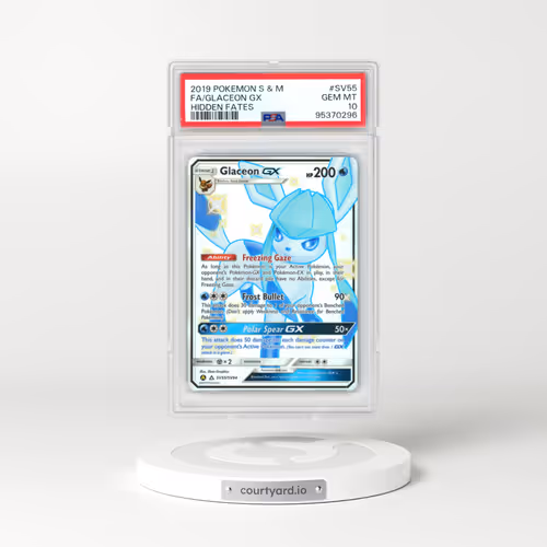 2019 Pokémon Sun & Moon Hidden Fates #SV55 Glaceon GX - Holo Full Art (PSA 10 GEM MINT)