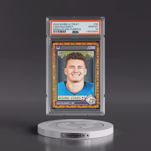 2024 Panini Score-A-Treat Rising Stars #34 Ladd McConkey - Pumpkin (PSA 10 GEM MINT)