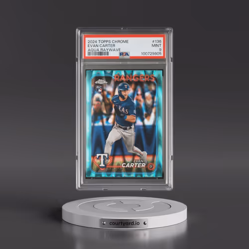 2024 Topps Chrome #136 Evan Carter - Aqua Raywave (PSA 9 MINT)