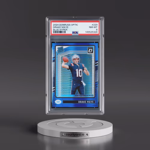 2024 Panini Donruss Optic #229 Drake Maye - Blue Hyper (PSA 8 NM-MT)