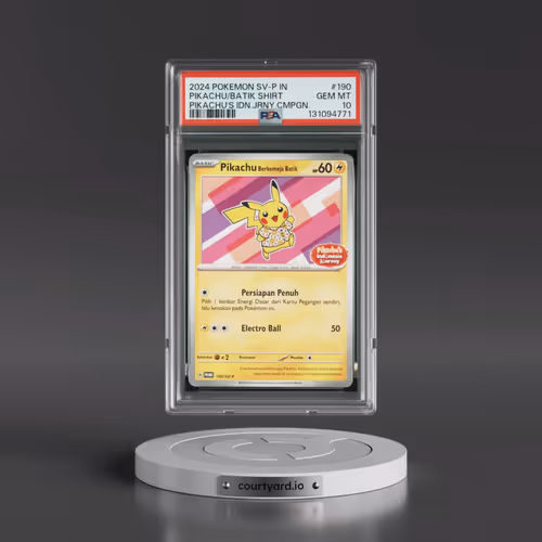 2024 Pokémon SV-P Promo #190 Pikachu in Batik Shirt - Pikachu's Indonesia Journey Campaign (PSA 10 G