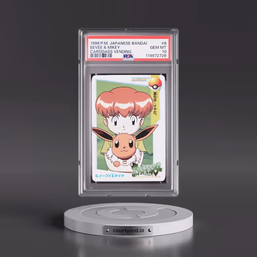 1998 Pokémon Bandai Carddass Vending #6 Eevee & Mikey (PSA 10 GEM MINT)