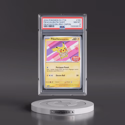 2024 Pokémon SV-P Promo #190 Pikachu in Batik Shirt - Pikachu's Indonesia Journey Campaign (PSA 8 NM