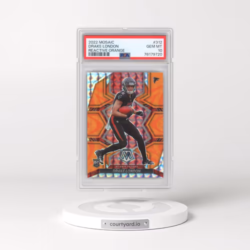 2022 Panini Mosaic #312 Drake London - Reactive Orange (PSA 10 GEM MINT)