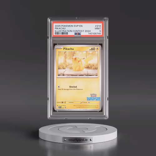 2025 Pokémon Svp EN-SV Black Star Promo #214 Pikachu - Illustration Contest 2024 (PSA 9 MINT)