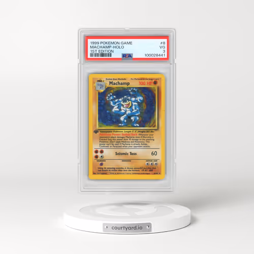 1999 Pokémon Game #8 Machamp - 1st Edition Holo (PSA 3 VG)