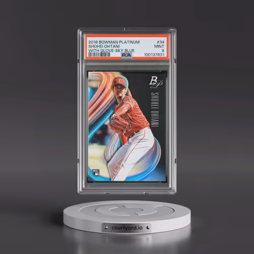 2018 Bowman Platinum #34 Shohei Ohtani - With Glove-Sky Blue (PSA 9 MINT)