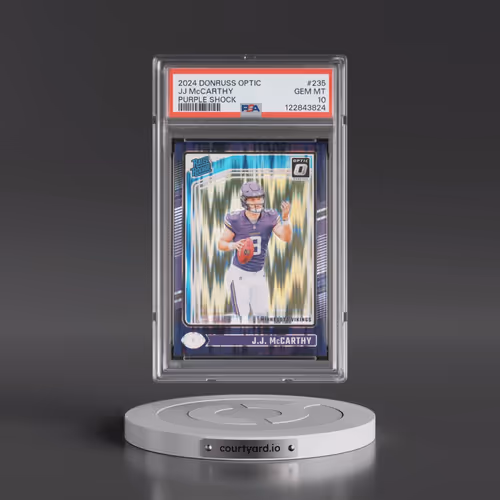 2024 Panini Donruss Optic #235 JJ McCarthy - Purple Shock (PSA 10 GEM MINT)
