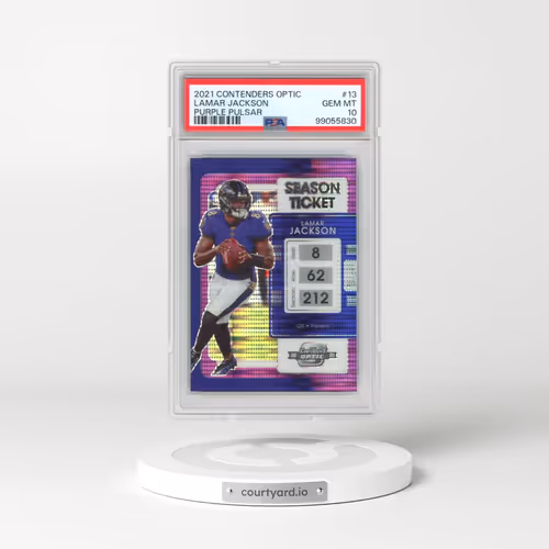 2021 Panini Contenders Optic #13 Lamar Jackson - Purple Pulsar (PSA 10 GEM MINT)