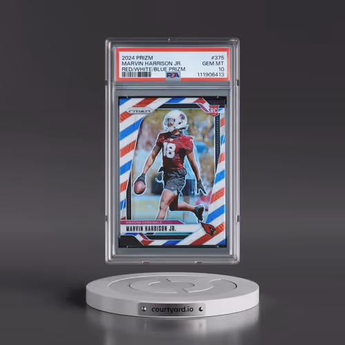 2024 Panini Prizm #375 Marvin Harrison Jr. - Red/White/Blue Prizm (PSA 10 GEM MINT)