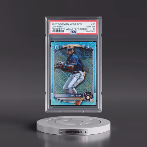 2025 Bowman Mega Box Chrome Prospects #38 Luis Pena - Aqua Refractor (PSA 10 GEM MINT)
