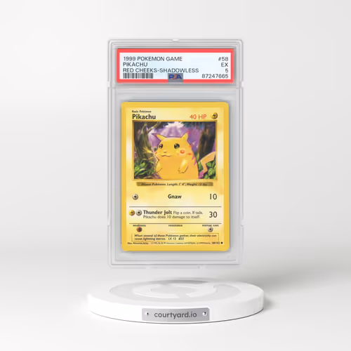 1999 Base Set #58 Pikachu - Shadowless Shadowless Red Cheeks (PSA 5 EX)