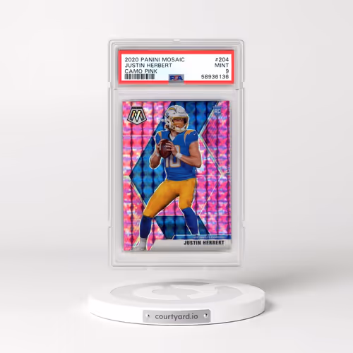 2020 Panini Mosaic #204 Justin Herbert - Camo Pink (PSA 9 MINT)