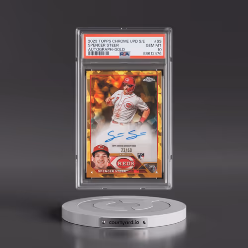 2023 Topps Chrome Update Sapphire Edition Autograph #SS Spencer Steer - Gold (PSA 10 GEM MINT)