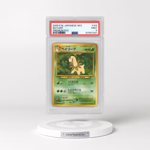 2000 Pokémon Neo #153 Bayleef - Premium File (PSA 9 MINT)