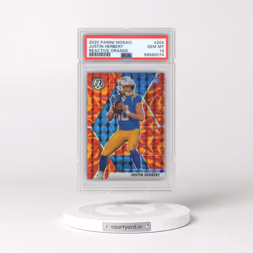 2020 Panini Mosaic #204 Justin Herbert - Reactive Orange (PSA 10 GEM MINT)