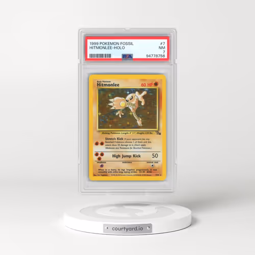 1999 Pokémon Fossil #7 Hitmonlee - Holo (PSA 7 NM)