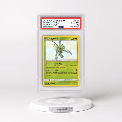 2019 Pokémon Sun & Moon Hidden Fates #SV1 Scyther - Holo (PSA 10 GEM MINT)