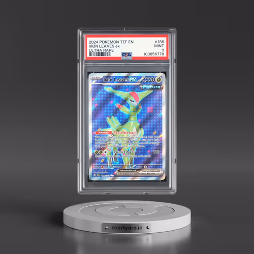 2024 Pokémon Tef EN-Temporal Forces #186 Iron Leaves EX - Holo Ultra Rare (PSA 9 MINT)