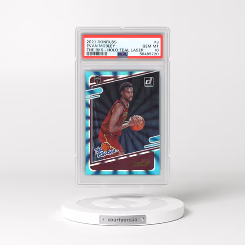 2021 Panini Donruss the Rookies #3 Evan Mobley - Holo Teal Laser (PSA 10 GEM MINT)