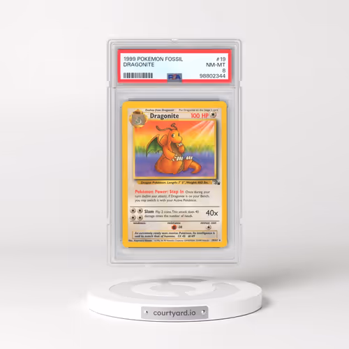 1999 Pokémon Fossil #19 Dragonite (PSA 8 NM-MT)