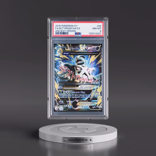 2015 Pokémon XY Ancient Origins #92 M Tyranitar EX - Holo Full Art (PSA 8 NM-MT)