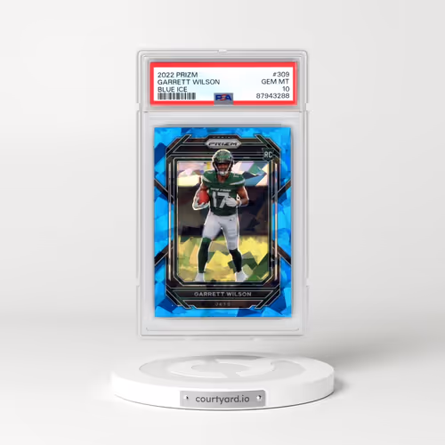 2022 Panini Prizm #309 Garrett Wilson - Blue Ice (PSA 10 GEM MINT)