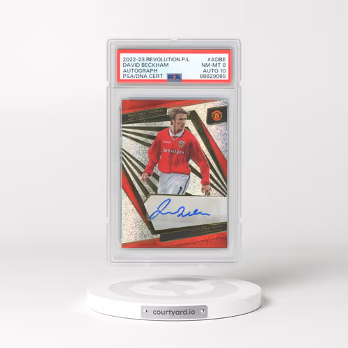 2022-23 Panini Revolution Premier League Autographs #ADBE David Beckham (PSA 8 NM-MT)