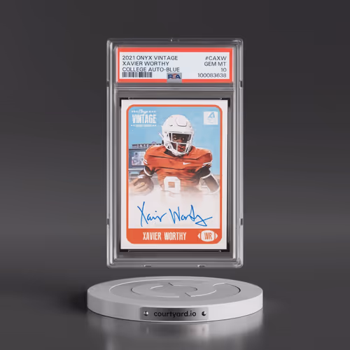 2021 Onyx Vintage College #CAXW Xavier Worthy - Autograph-Blue (PSA 10 GEM MINT)