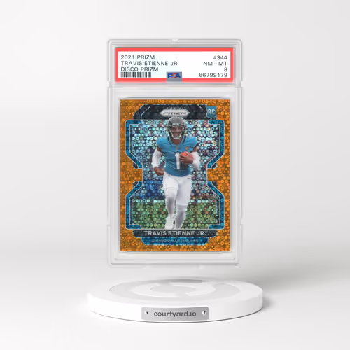 2021 Panini Prizm #344 Travis Etienne Jr. - Disco Prizm (PSA 8 NM-MT)