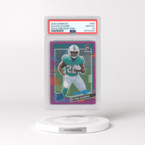 2023 Panini Donruss #365 DE'Von Achane - Optic Preview-Pink (PSA 10 GEM MINT)