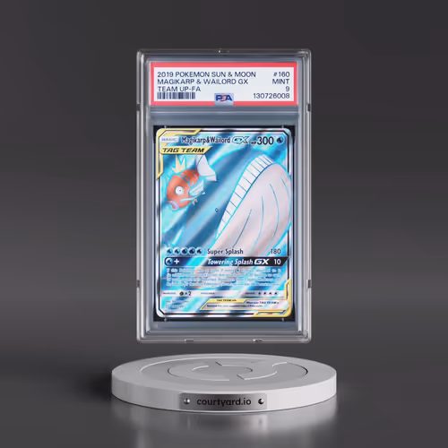 2019 Pokémon Sun & Moon Team Up #160 Magikarp & Wailord GX - Holo Full Art (PSA 9 MINT)