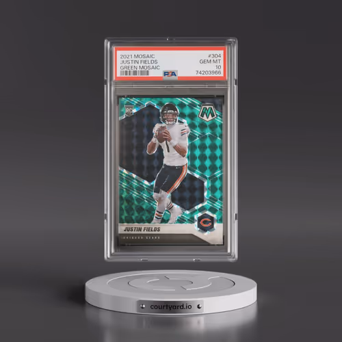 2021 Panini Mosaic #304 Justin Fields - Green Mosaic (PSA 10 GEM MINT)