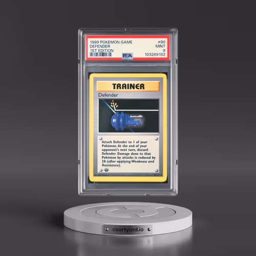 1999 Pokémon Game #80 Defender - 1st Edition (PSA 9 MINT)