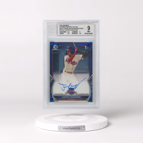 2023 Bowman Chrome Prospect Autographs #CPAJC Justin Crawford - Blue Lunar Crater Refractor (BGS 9 M