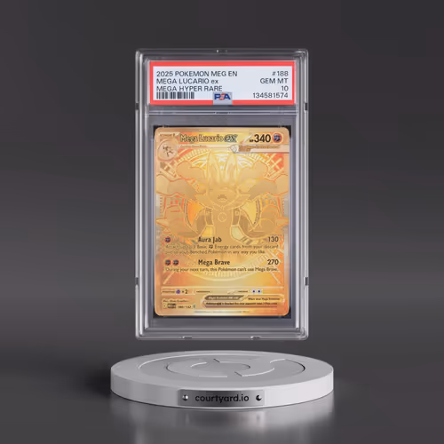 2025 Pokémon Meg EN-Mega Evolution #188 Mega Lucario EX - Holo Mega Hyper Rare (PSA 10 GEM MINT)