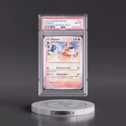 2025 Pokémon Pre EN-Prismatic Evolutions #013 Flareon - Reverse Holo Poke Ball (PSA 8 NM-MT)