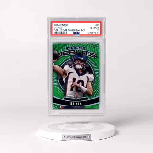 2024 Topps Finest Debut #D6 Bo Nix - Green Refractor (PSA 10 GEM MINT)