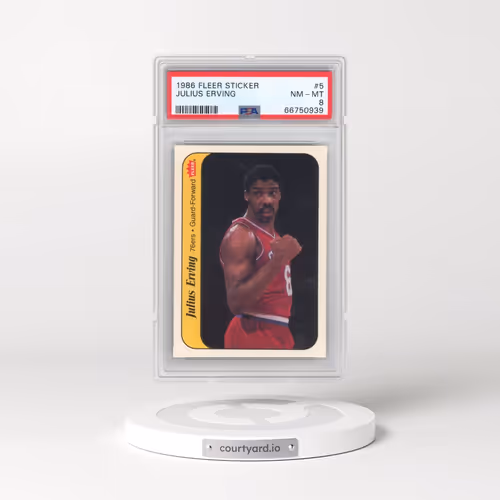 1986 Fleer Sticker #5 Julius Erving (PSA 8 NM-MT)