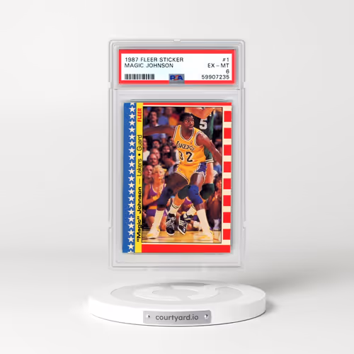 1987 Fleer Sticker #1 Magic Johnson (PSA 6 EX-MT)