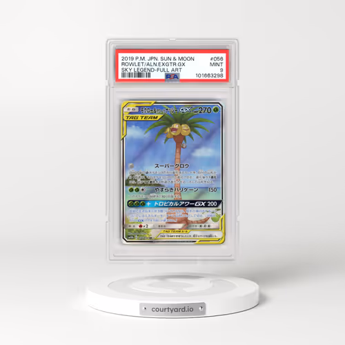 2019 Pokémon Sun & Moon Sky Legend #056 Rowlet & Alolan Exeggutor GX - Holo Full Art (PSA 9 MINT)