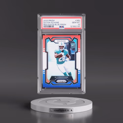2023 Panini Prizm #365 DE'Von Achane - Red/White/Blue Prizm (PSA 10 GEM MINT)