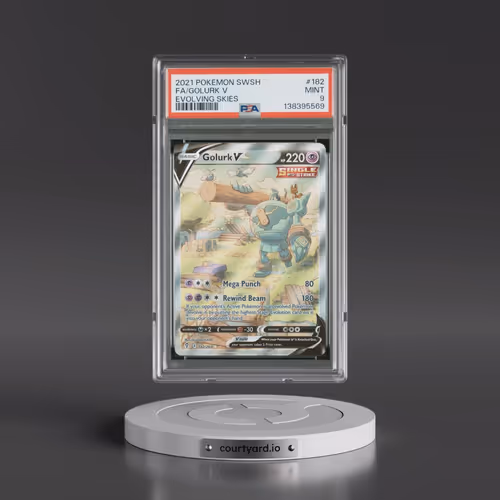 2021 Pokémon Sword & Shield Evolving Skies #182 Golurk V - Holo Full Art (PSA 9 MINT)