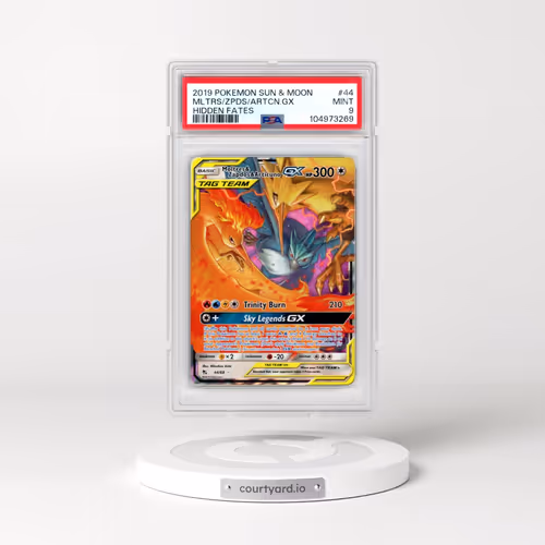 2019 Pokémon Sun & Moon Hidden Fates #44 Moltres & Zapdos & Articuno GX - Holo (PSA 9 MINT)