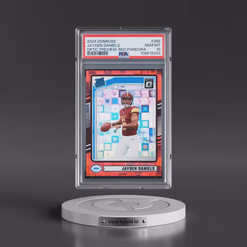 2024 Panini Donruss #389 Jayden Daniels - Optic Preview-Red Pandora (PSA 10 GEM MINT)