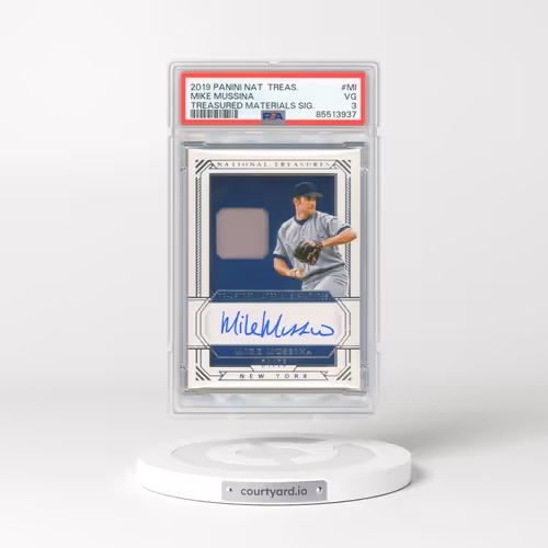 2019 Panini National Treasures Treasured Material Signatures #MI Mike Mussina (PSA 3 VG)