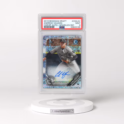 2019 Bowman Draft Chrome Draft Picks Autograph #CDAAV Andrew Vaughn - Sparkles Refractor (PSA 9 MINT
