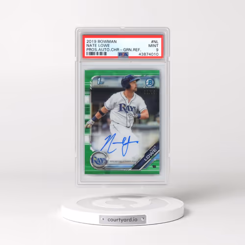2019 Bowman Prospect Autographs Chrome #NL Nate Lowe - Green Refractor (PSA 9 MINT)