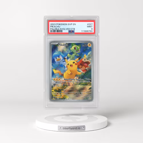 2023 Pokémon Svp EN-SV Black Star Promo #027 Pikachu - Paldea Evolved Elite Trainer Box (PSA 9 MINT)